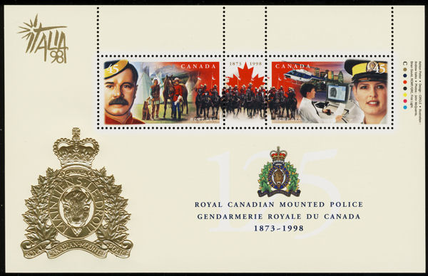 1998 CDN - Sc1737e 45¢ x 2 RCMP SS w/ Italia '98 Overprint MNH